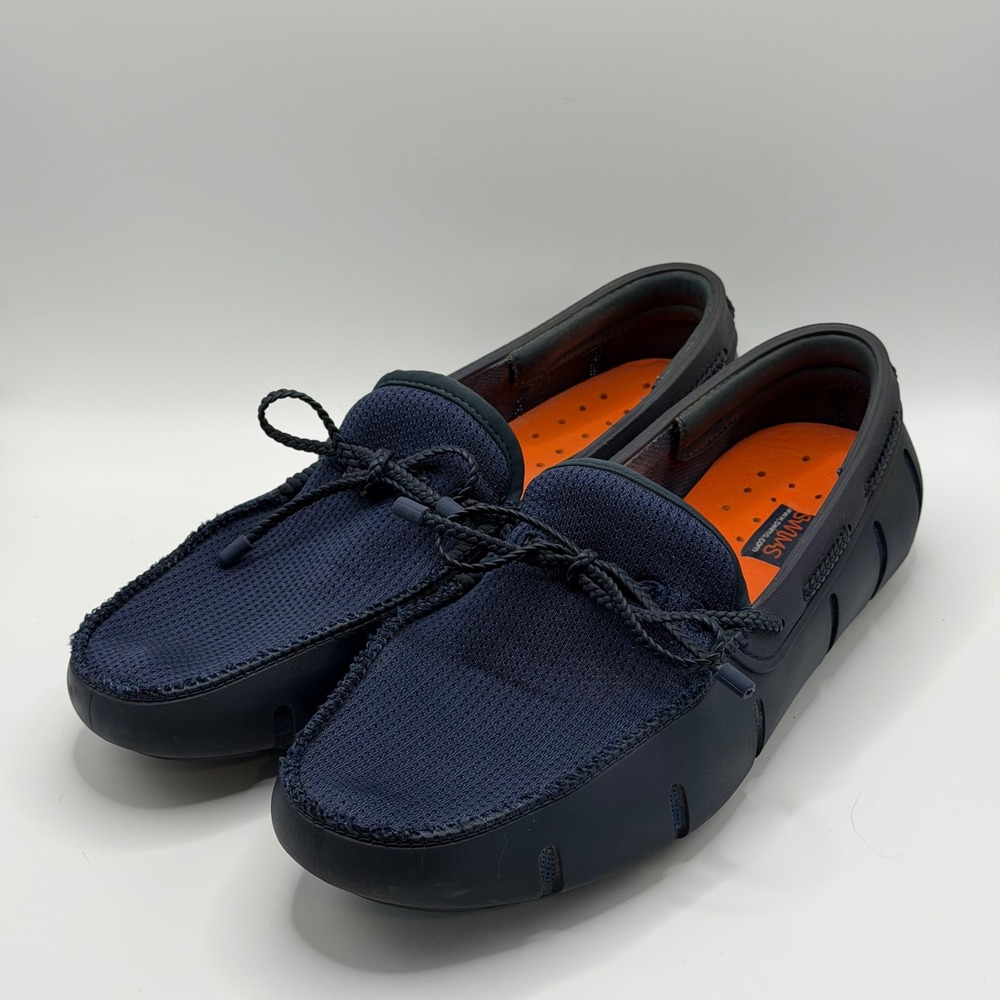 Swims Braided Lace Loafers Navy Blue Mesh Rubber Water Shoes Mens 9